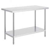 Stainless Steel Prep Table, 24 x 48 x 34 Inch, Heavy Duty Metal Worktable with 3 Adjustable Height Levels, Commercial Workstation for Kitchen Garage Restaurant Backyard